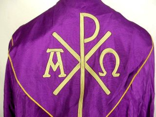Antique Vintage Catholic Priest Purple Vestments Piviale Cope