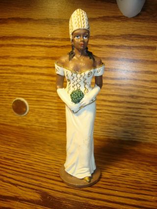 Vintage Black African American Resin Figurine Black Woman African Wedding Dress