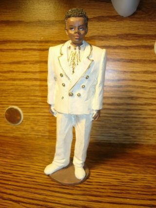 Vintage Black African American Resin Figurine Black Man In White Wedding Suit