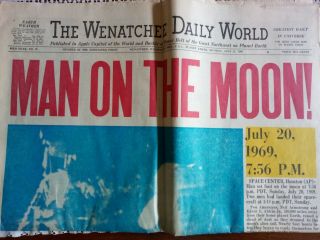 Men Walk On The Moon - The Wentachee Daily Newspaper - July 21,  1969 - Complete Issue