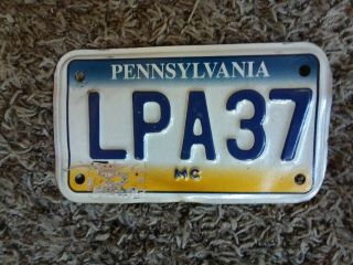 [1] Pennsylvania Motorcycle (mc) License Plate Lpa37 Pa.  Penna.