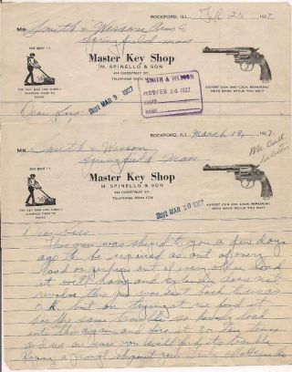 Master Key Shop Spinello Rockford Il 2 Letters To Smith & Wesson Gun Repair 1927