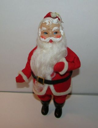 10 " Vintage Santa Claus Doll Figure W/red Felt Clothing Hard Plastic Boots