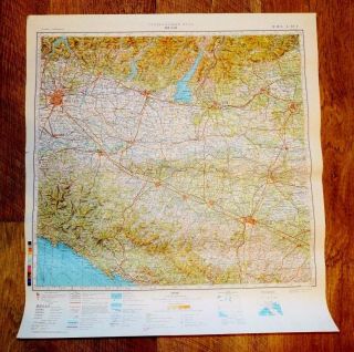 Authentic Soviet Russian Military Topographic Map Milan,  Italy 1:500 000 1982