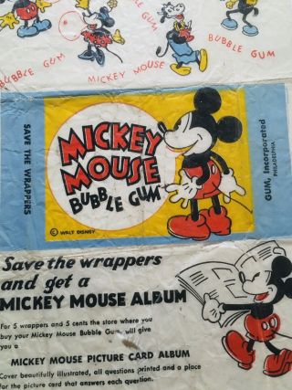 Vintage 1930s Disney Mickey Mouse Bubble Gum Wrapper Philadelphia,  Pa