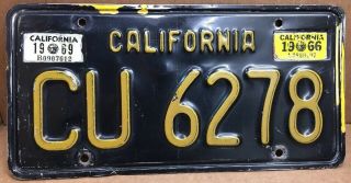 Rare 1963 Yom Clear (california) Cu 6278 Trailer License Plate - Vintage