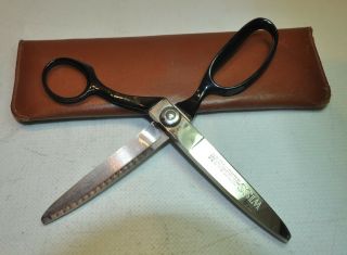 Vintage Wiss Pinking Shears Scissors 1942 - Ish With Wiss Leather Case