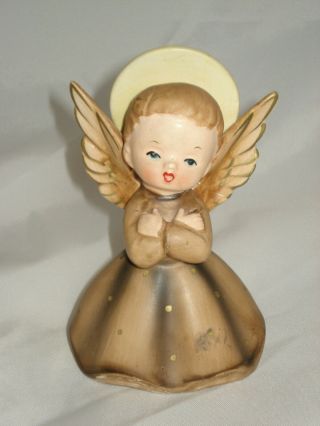 Vintage 1958 Napco Christmas Brown Love Angel Figurines With Halo C3258 (c) Japan