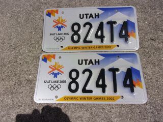 Utah 2002 Salt Lake Olympic Games License Plate Pair 824t4