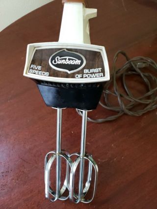 Vintage 70s Sunbeam Mixmaster 5speed Handheld Burst Of Power Mixer