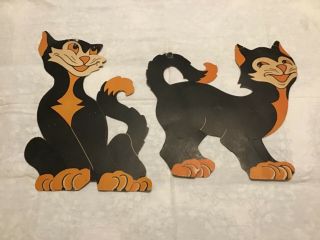 2 Vintage Beistle Luhrs Black Cat Die Cut Standee Displays