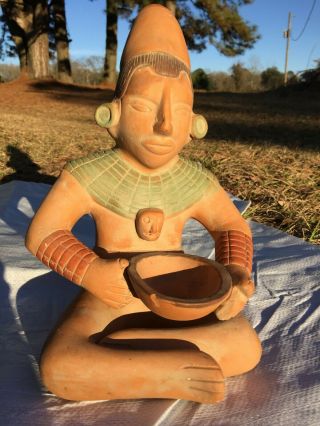 Large Vintage Terracotta Meditation Man Incense Burner Unique Rare Buddha Wicca