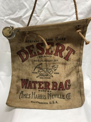 Vintage Antique - Desert Brand Canvas Water Bag By Ames Harris Neville Co