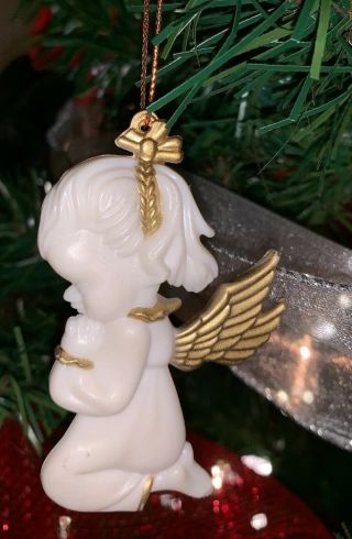 Vintage Mcm Praying Angel Christmas Tree Ornament Flat Plastic