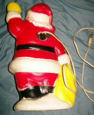 Vintage Blow Mold Santa with Yellow Bag Light 13 