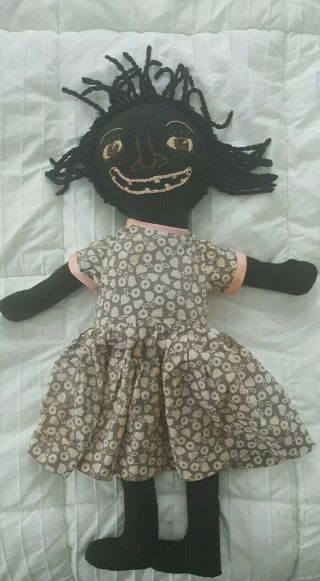 Antique 19th Century Folk Art Black Doll Embroidered Face 22 " Tall