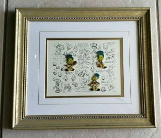 Jiminy Cricket Model Sheet Framed Pin Art Set - Limited Edition 2919/7500 Rare