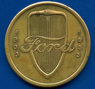 Vintage Ford 1903 - 1933 V8 30 Years Of Progress Coin Token 34 Mm Diameter