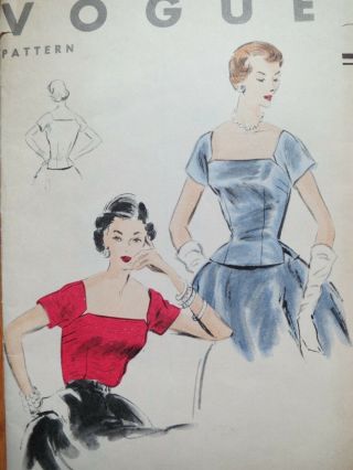 Vogue 6612 Vintage 1953 Sewing Blouse Pattern Size 20 Bust 38 1950s Volup Plus
