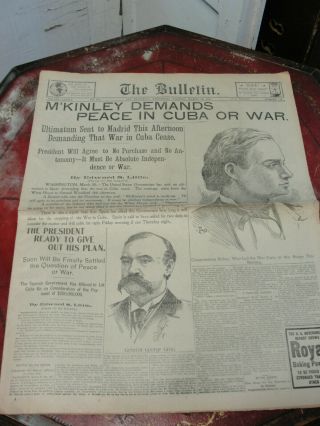 San Francisco Bulletin Newspaper March 30 1898 Mckinley Ultimatum War In Cuba