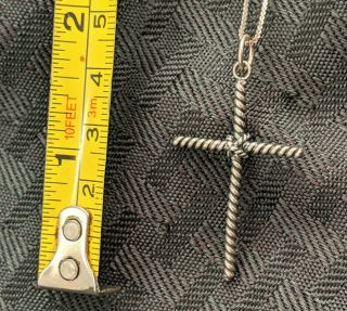 Italy 925 Sterling Silver Antique Pendant Chain Necklace Cross Crucifix Vtg Xian
