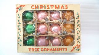 12 Vintage Glass Christmas Ornaments Balls 3 Colors Holiday Home Decorating