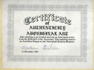 AUSTRALIAN ABORIGINAL DOT PAINTING KANGAROO & WEAPONS 1992 YALATA TRIBE ARTIST 3