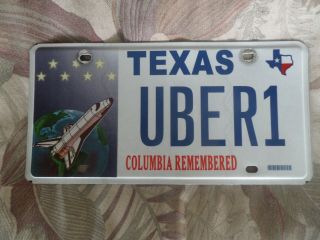 Nasa Space Shuttle Columbia Uber Texas Dmv Auto Car Official License Plate