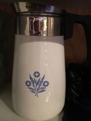 Vintage Corning Ware Stove Top Coffee Maker Pot Blue Cornflower 9 Cup Percolator 2