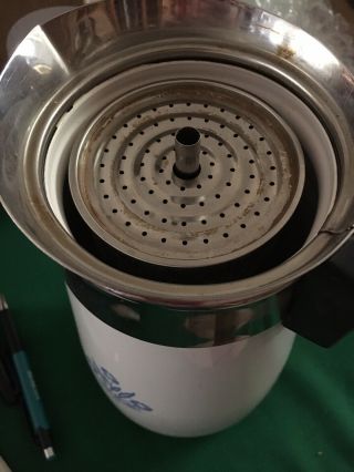 Vintage Corning Ware Stove Top Coffee Maker Pot Blue Cornflower 9 Cup Percolator 4