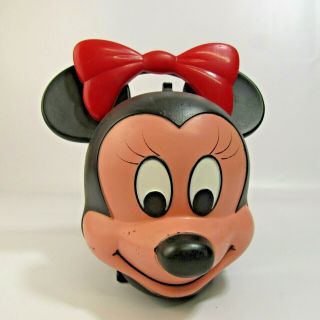 Vintage Minnie Mouse Aladdin Lunch Box Character Head Walt Disney 1980 
