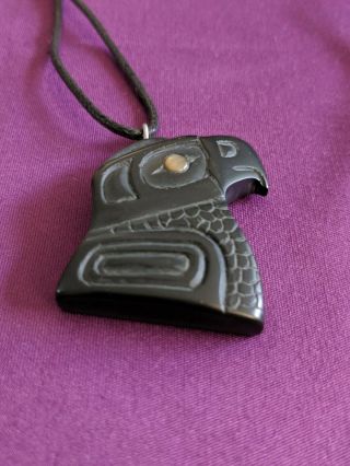 Northwest Coast First Nations Hand Carved Argillite Pendant 