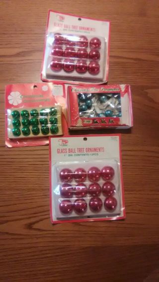 Vintage Small Glass Christmas Ornaments/bulbs Red Green Blue