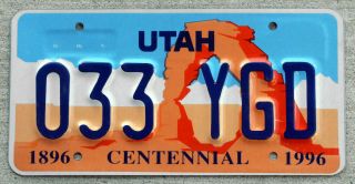 Utah Centennial License Plate Featuring Arches National Park