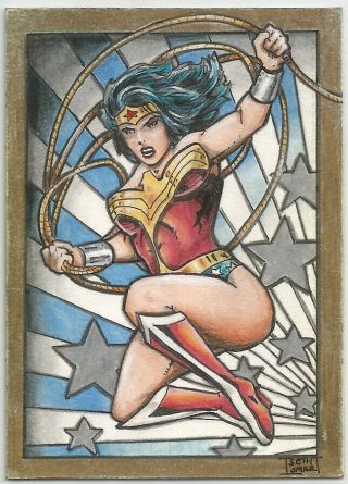 Wonder Woman Psc/aceo Sketch Card By Seth Ismart Dc Comics