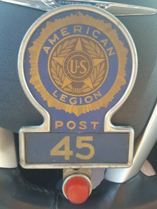 Vintage American Legion Post 45 License Plate Topper Meriden Ct Refector