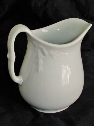 Vintage White Pitcher 7 " Tall Ironstone China J & G Meakin Hanley England