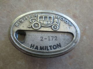 Vintage Fisher Body Hamilton plant Employee badge - General Motors Chevrolet 2