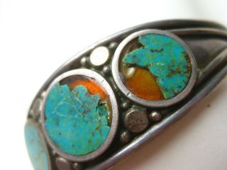 Vtg Native American Navajo Indian Sterling Silver Turquoise Cuff Bracelet 5