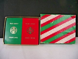 Vintage Santa Fe Railroad " Work Safely " Playing Cards - Christmas Boxed