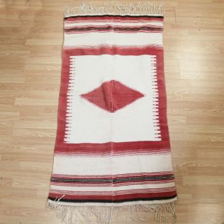 Vintage Antique Mexican Serape Saltillo Wool Rug Blanket (66 X 35)