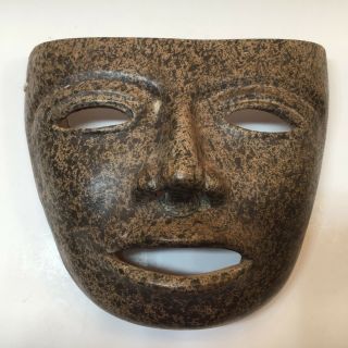 Vintage Speckled Mexican Folk Art Terra Cotta Clay Pottery Mask Wall Hanging