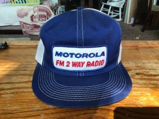 Vintage Motorola Fm 2 Way Radio Denim Snapback Patch Hat Sign Logo K Brand Usa