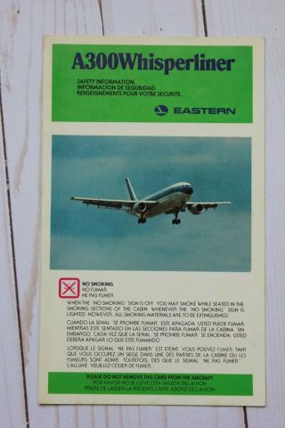 Eastern Airlines Airbus A300 Safety Card - 1/85