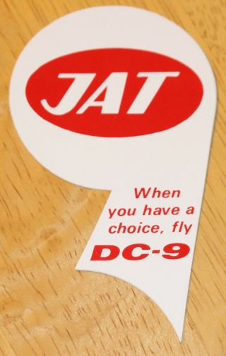 Old Jat (yugoslavia) Mcdonnell Douglas Dc - 9 Airline Sticker
