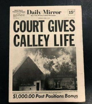 1971 Apr.  1 Ny Daily Mirror Newspaper Calley Life Sentence/my Lai Pgs 1 - 32d