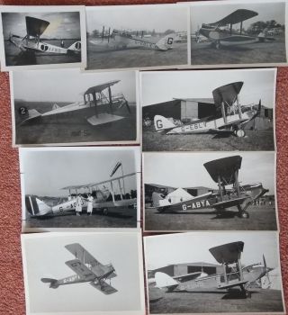 De Havilland Moth Light Aircraft Biplanes Nine Photographs