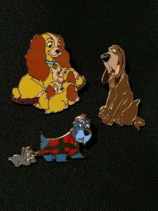 Walt Disney Lady And The Tramp Booster Pin Pack Lady,  Jock,  Trusty,  Scamp