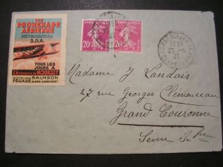 1933 Aviation Poster Stamp On French Cover Promrnade Aerienne