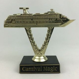 Carnival Cruise Ship Magic Gold Plastic Ship On A Stick Boat Trophy Award